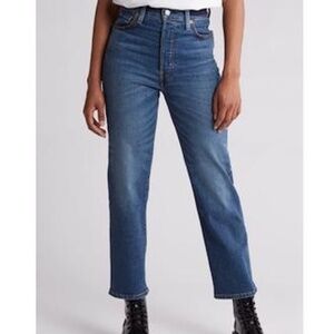 Levi's Womens Size 34 x 27 Ribcage Straight Ankle Jeans Dial Up The Music Blue